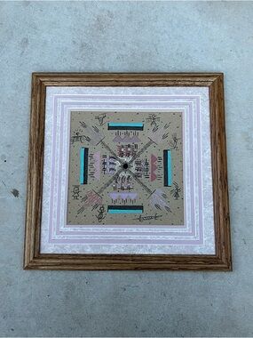 Vintage Authentic Navajo Sandpainting Artist Signed Certificate Of Authenticity